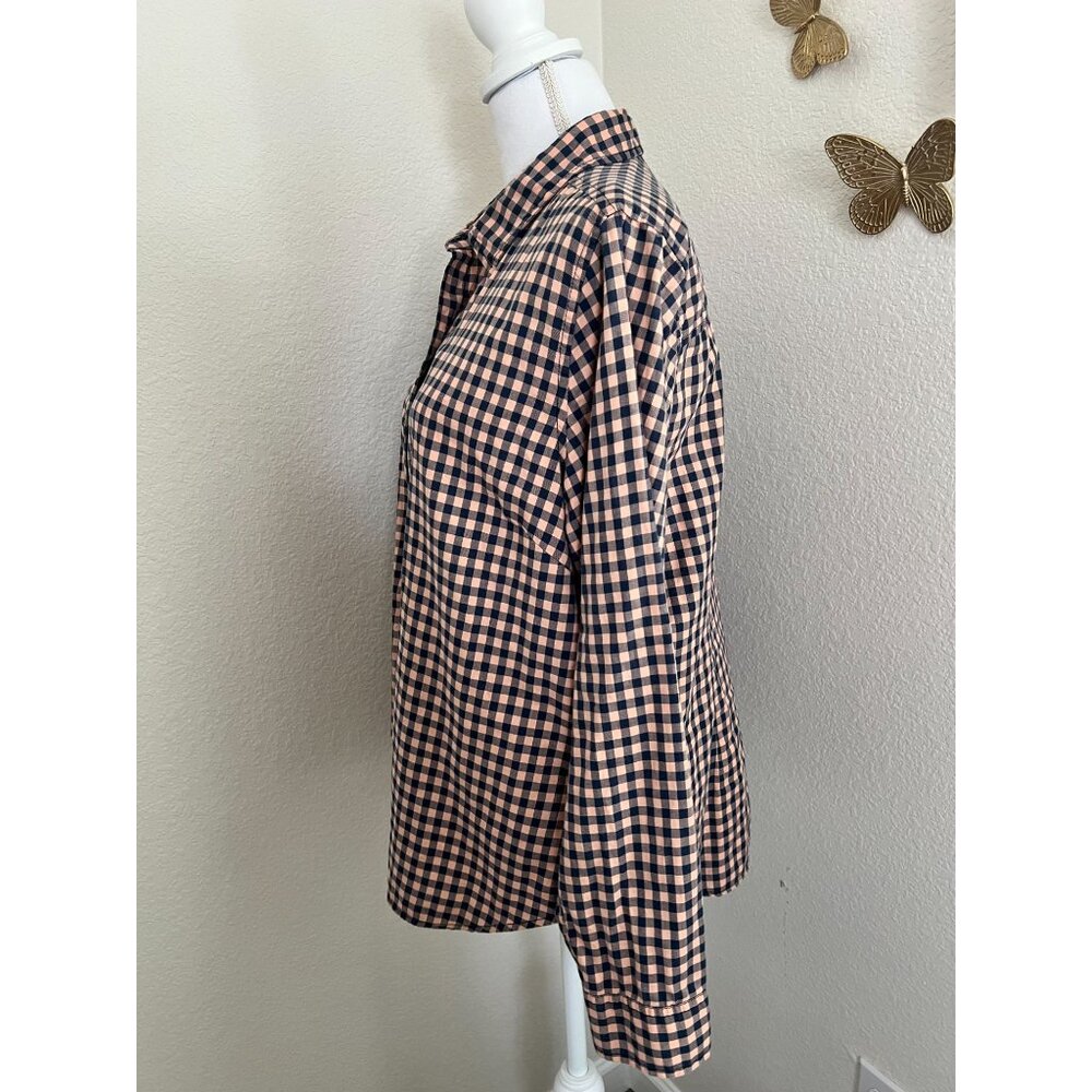 Sold| Pendleton Womens XL Navy & orange Checkered Button-Up Shirt - Picture 6 of 9